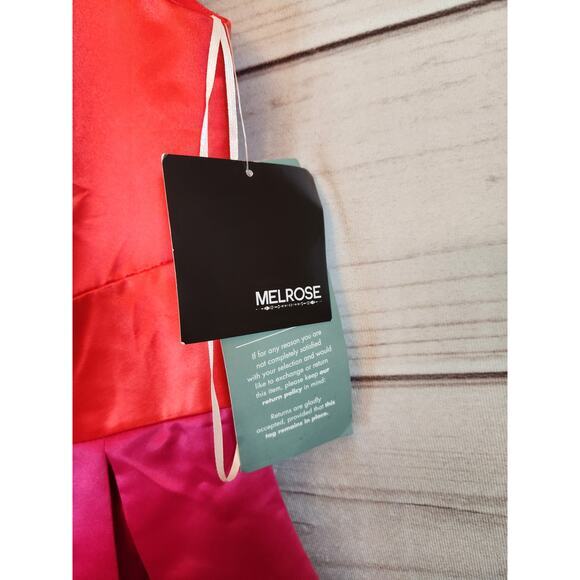 Melrose Women Orange Pink Round Neck Sleeveless Fit & Flare Midi Dress 4 NWT - Picture 4 of 8